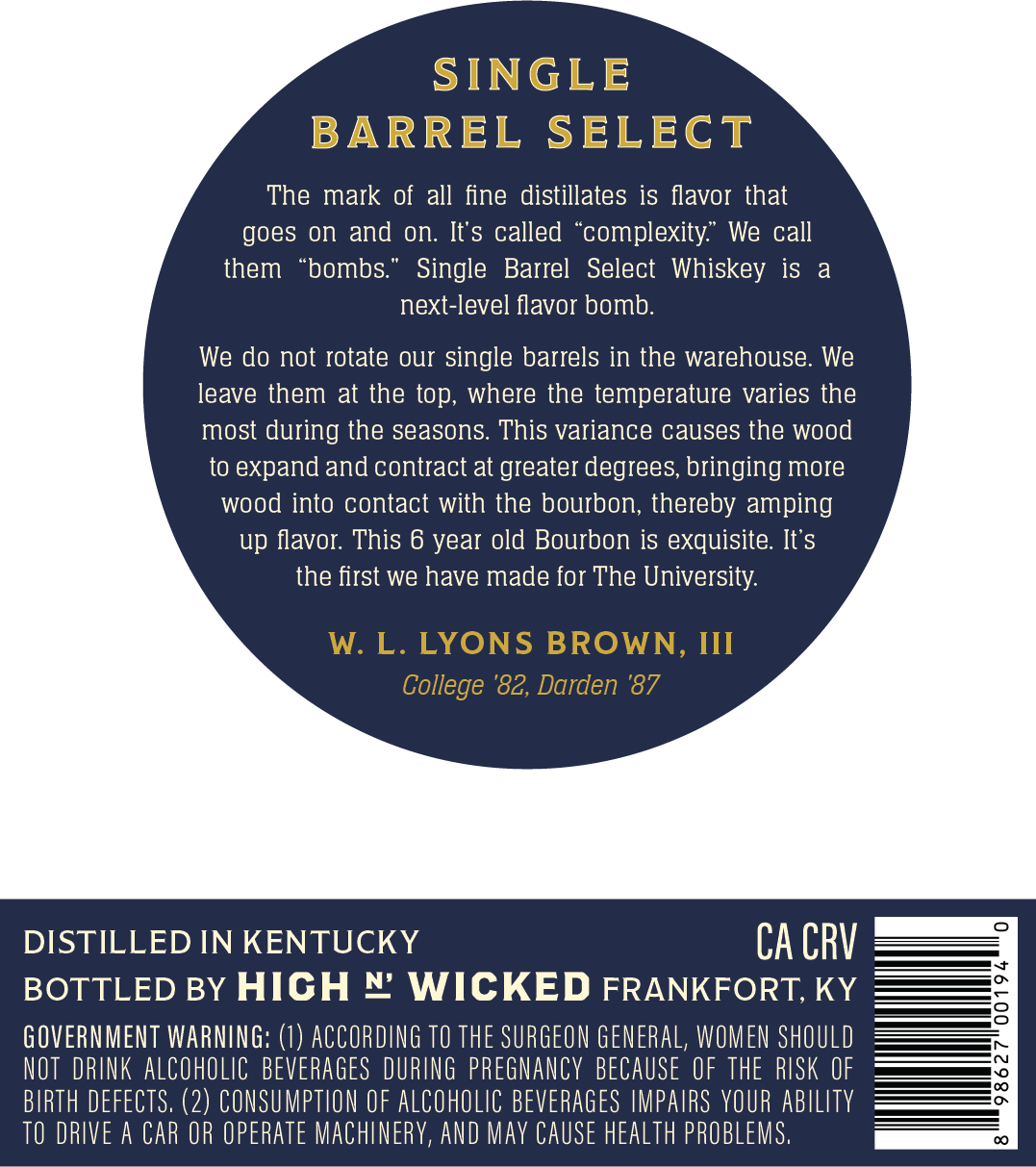 Wahoo Single Barrel Select label image 2