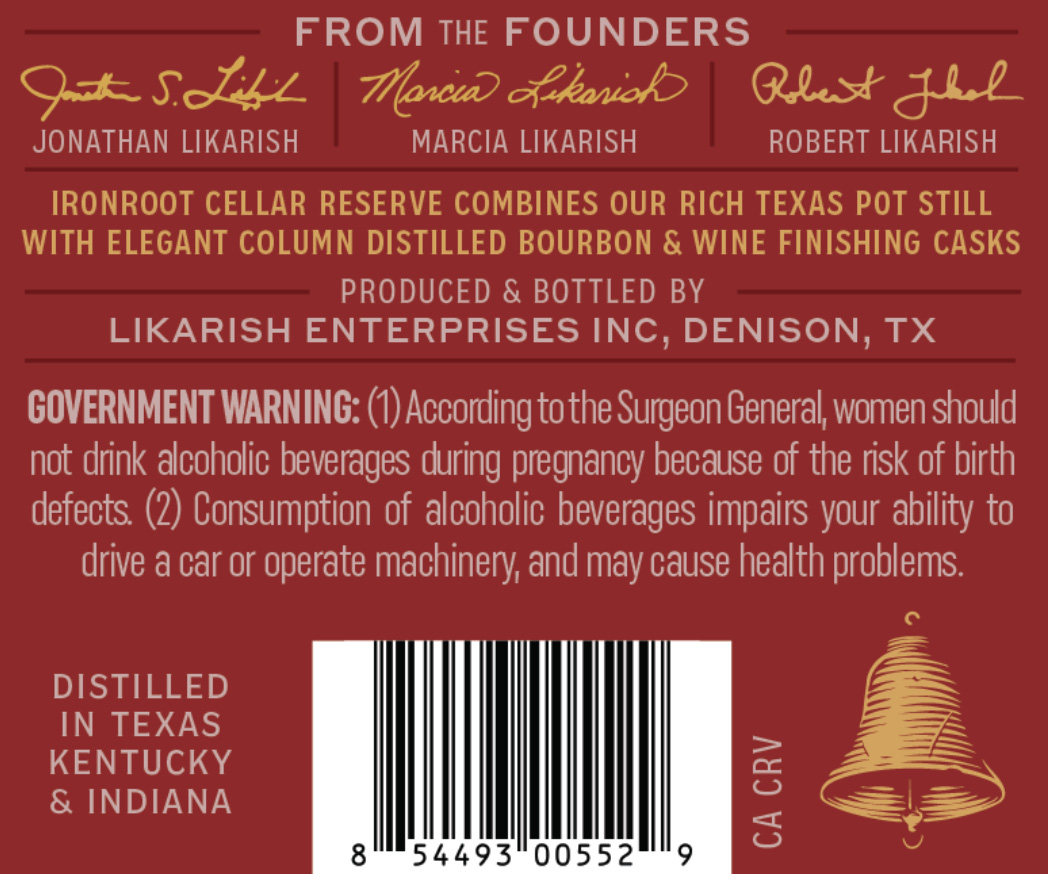 Ironroot Cellar Reserve label image 2