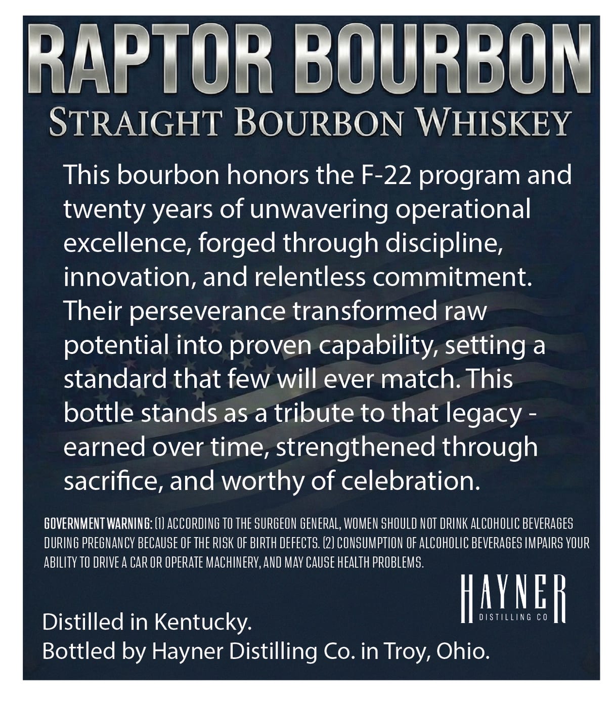 Hayner Distilling CO. Raptor Bourbon label image 2