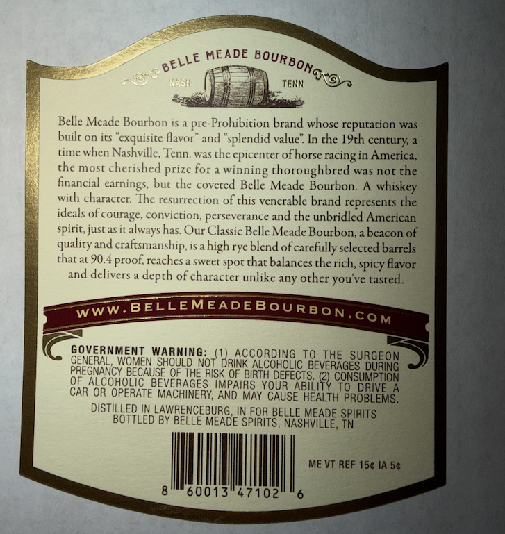 Belle Meade Bourbon label image 2