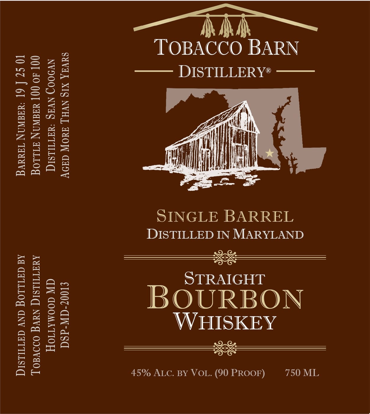 Tobacco Barn Distillery label