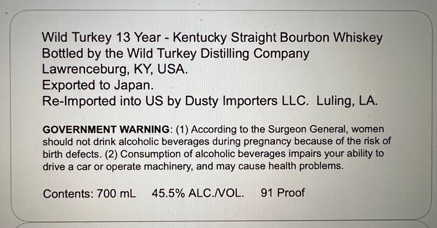 Wild Turkey label image 2