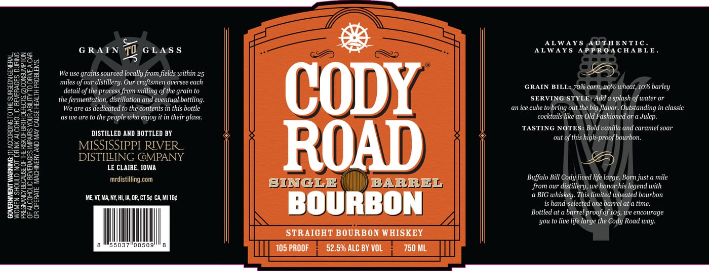 Cody Road Single Barrel Bourbon label