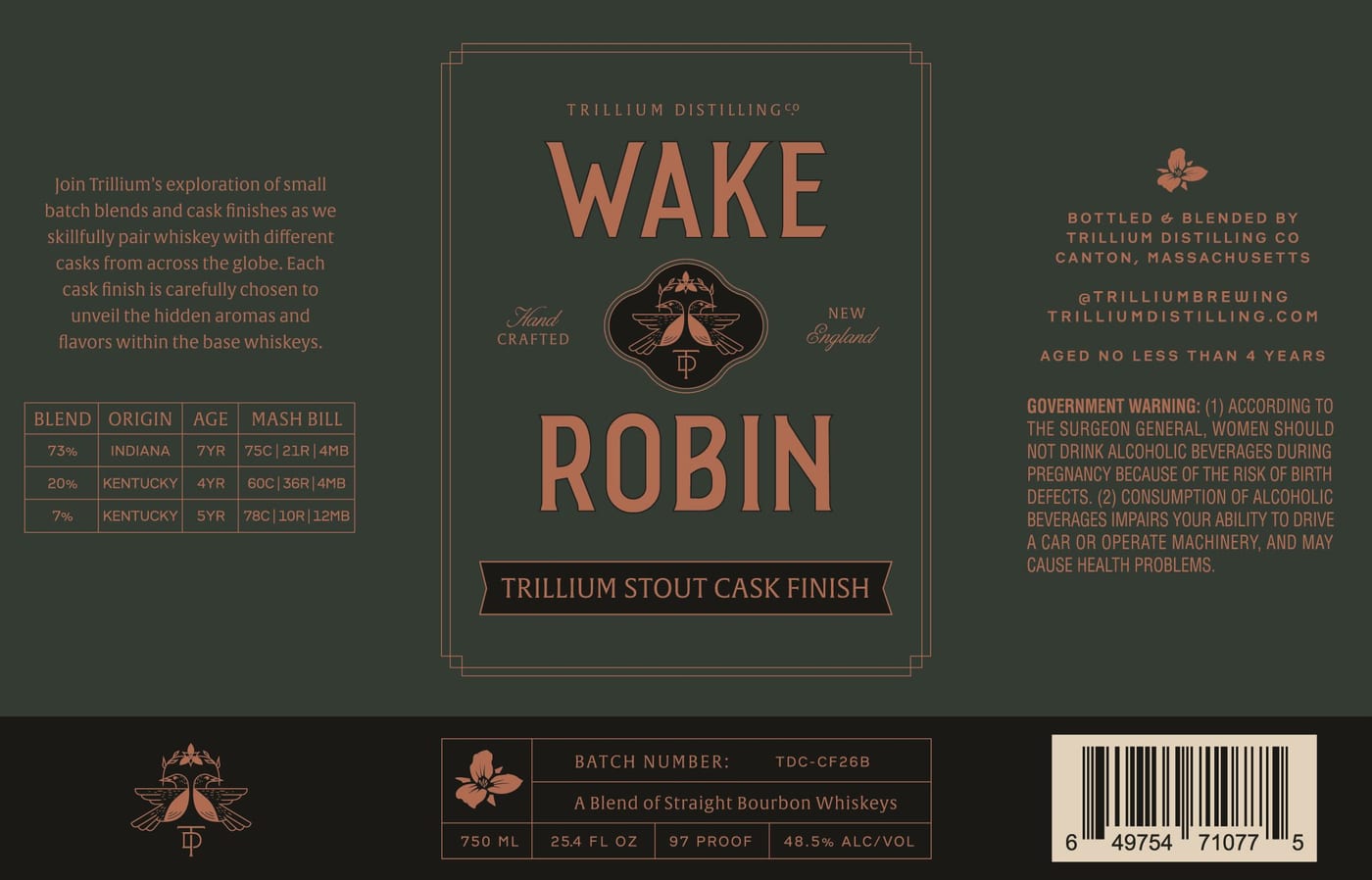 Trillium Distilling CO label