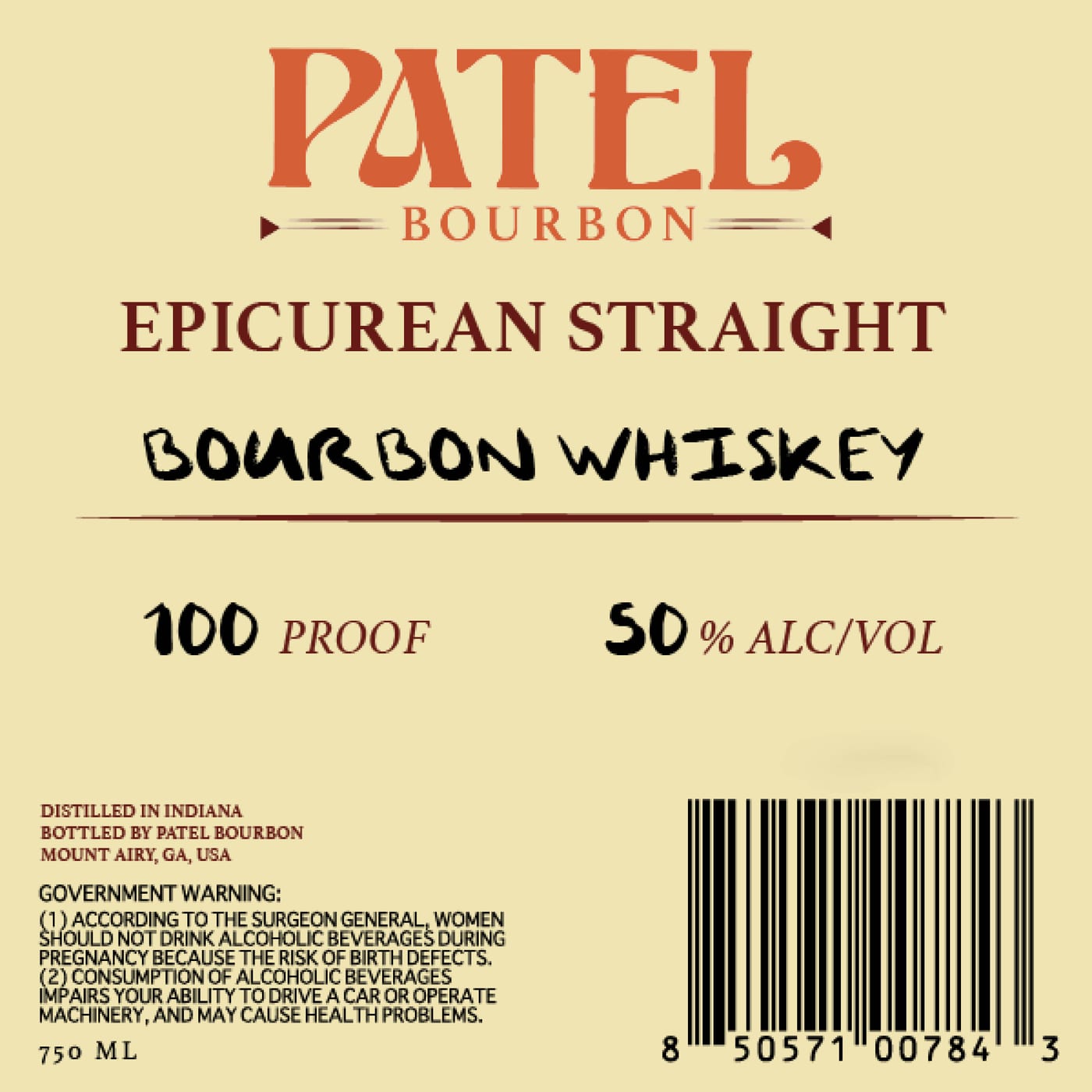 Patel Epicurean Sraight Bourbon Whiskey label