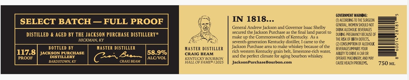 Jackson Purchase Distillery label