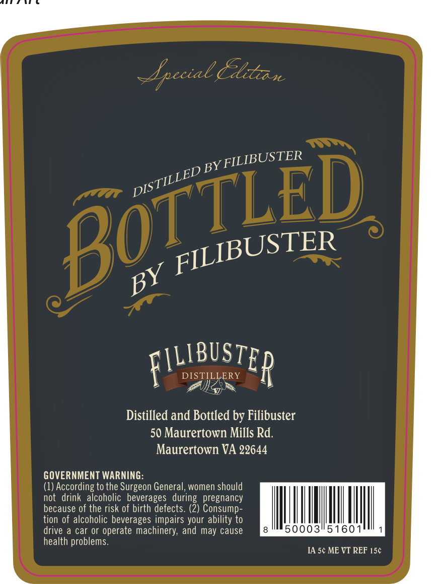 Filibuster Distillery 8 Year Single Barrel label image 2