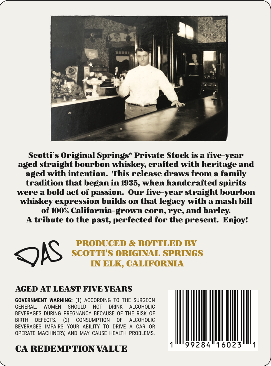 Scotti's Original Springs's Private Stock label image 2