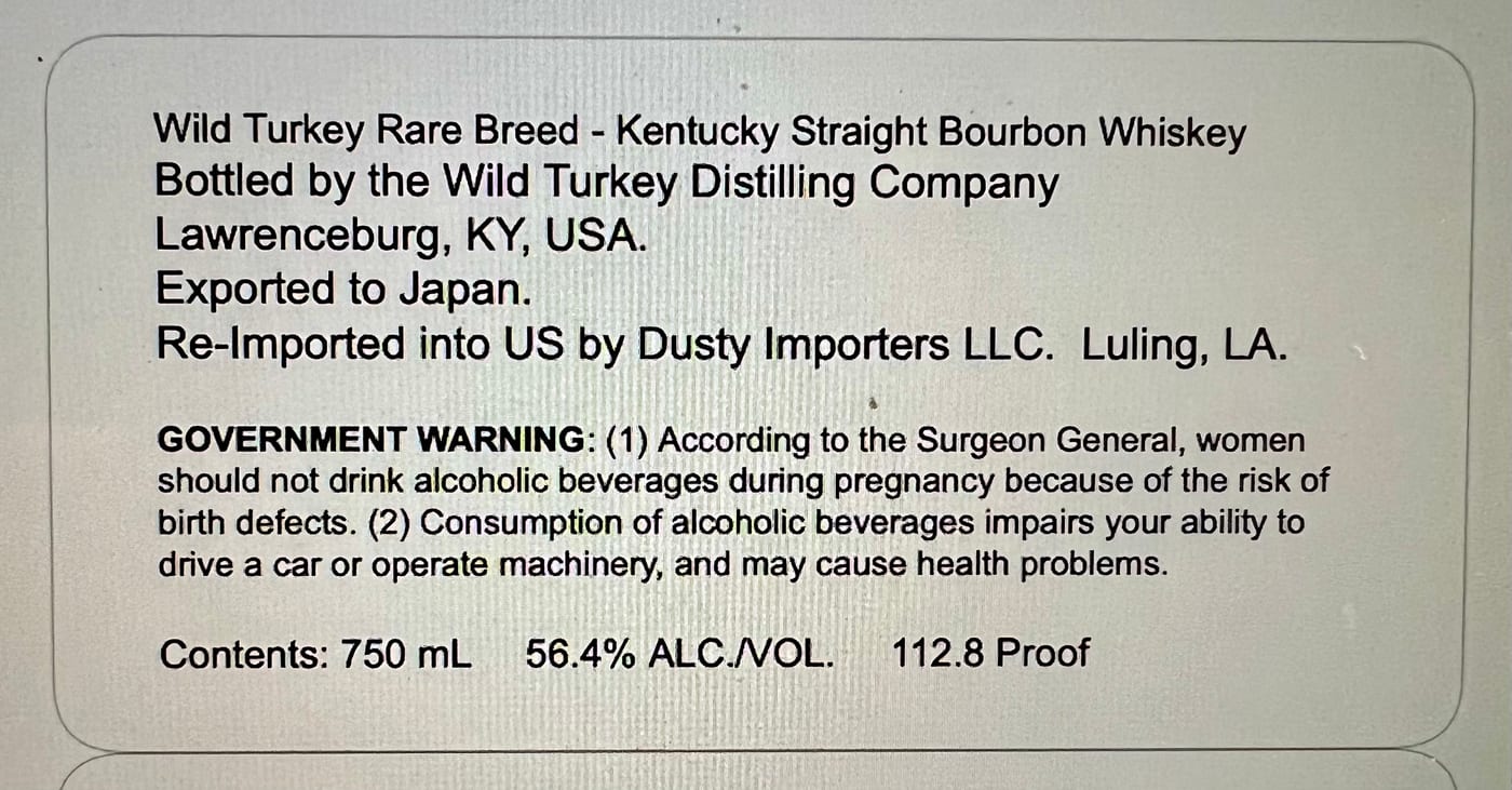 Wild Turkey Rare Breed label image 2