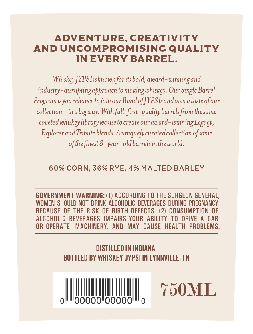 Whiskey Jypsi label