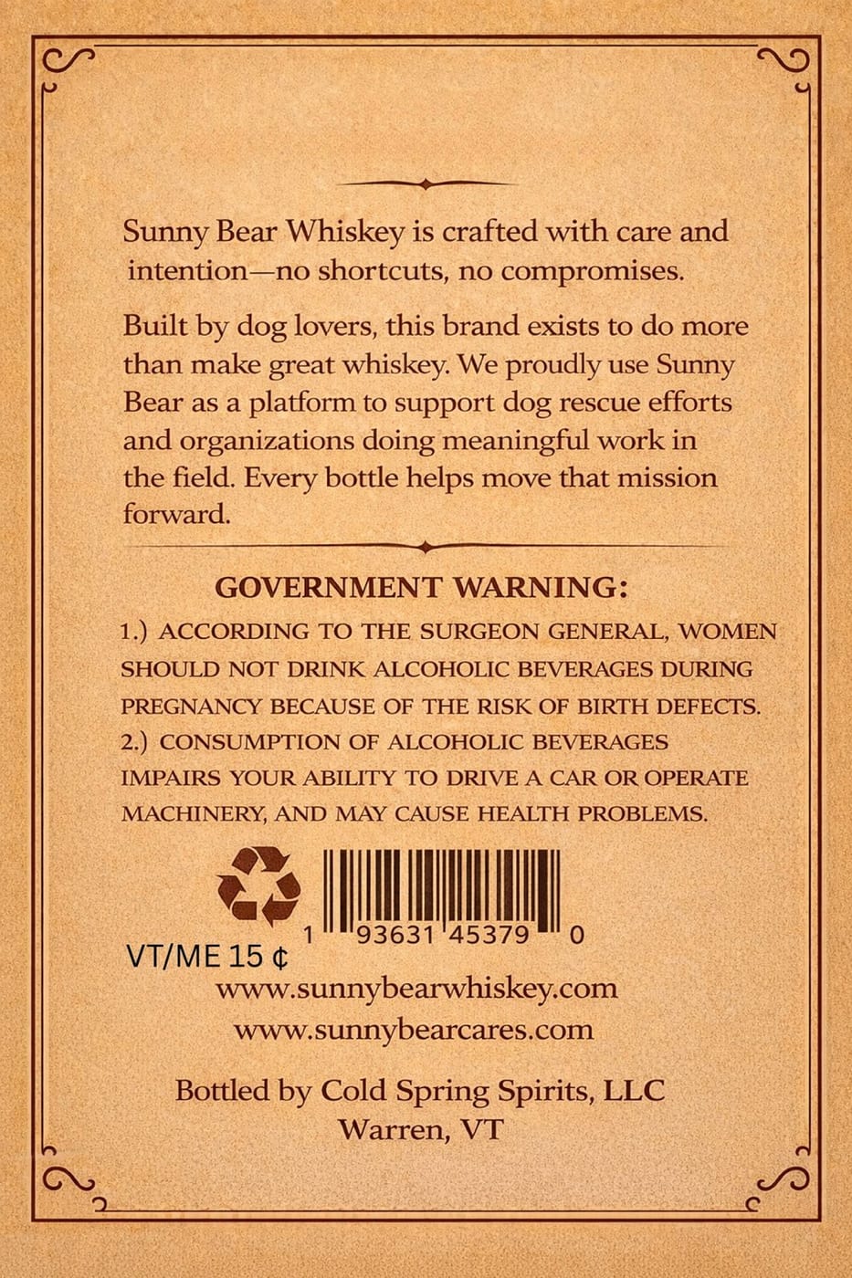 Sunny Bear Whiskey CO. label image 2