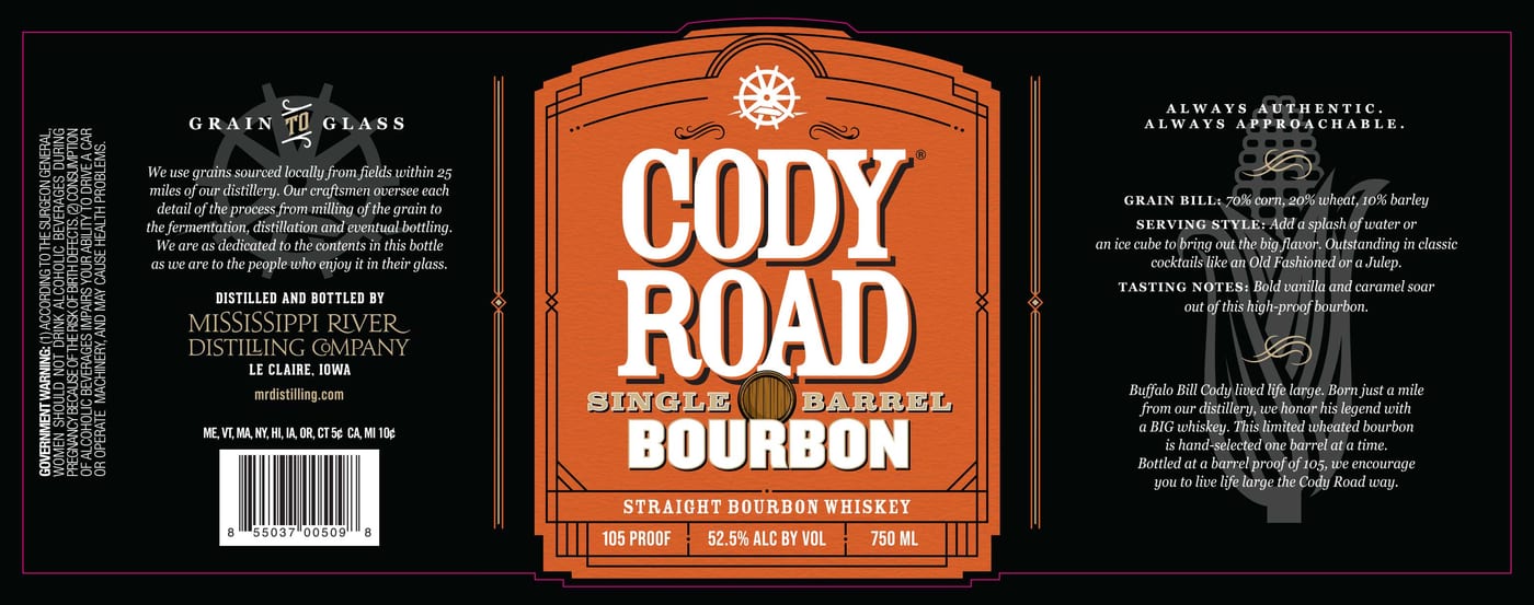 Cody Road Single Barrel Bourbon label