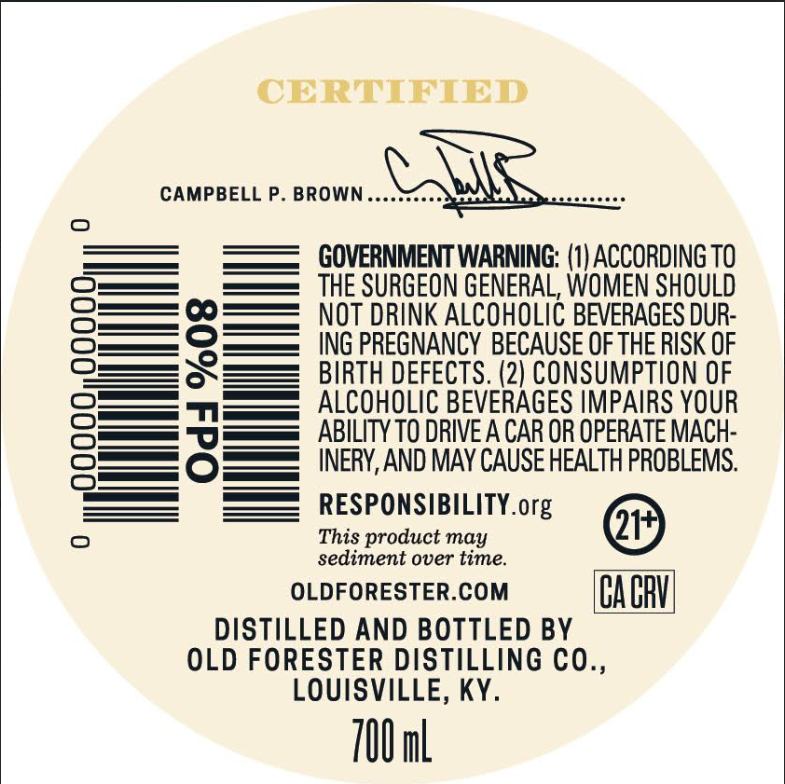 Old Forester The President's Choice label image 2
