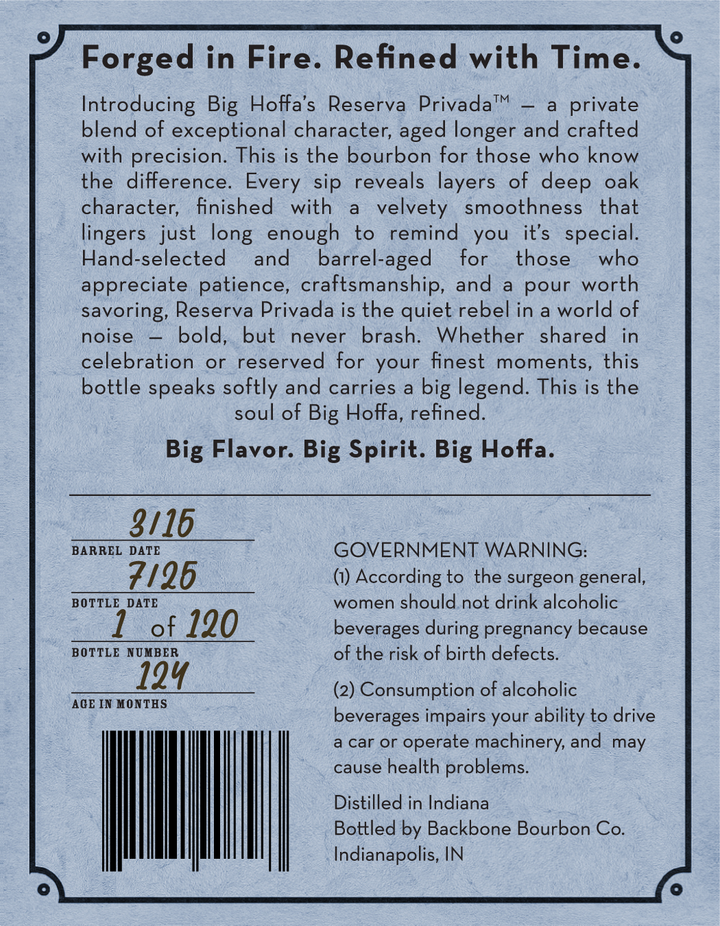 Big Hoffa's Straight Bourbon Whiskey label image 2