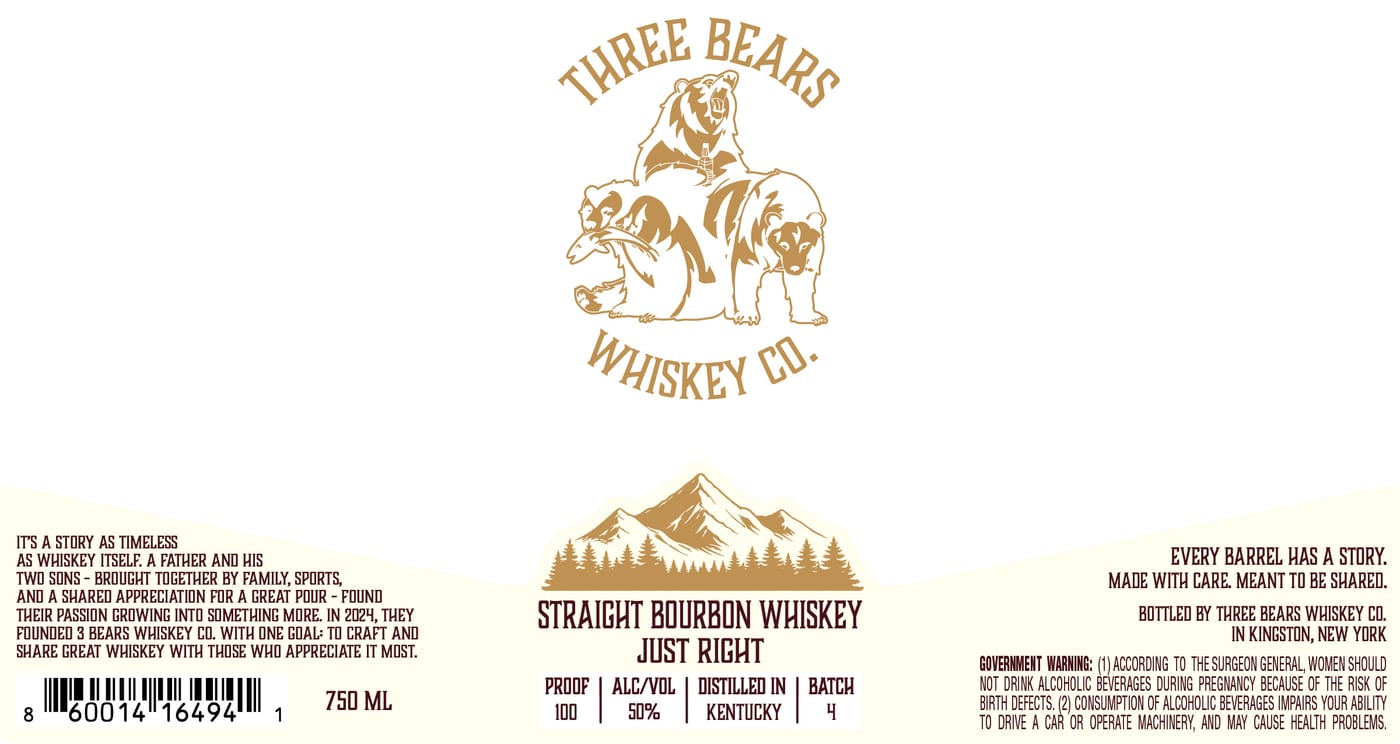 Three Bears Whiskey CO. label