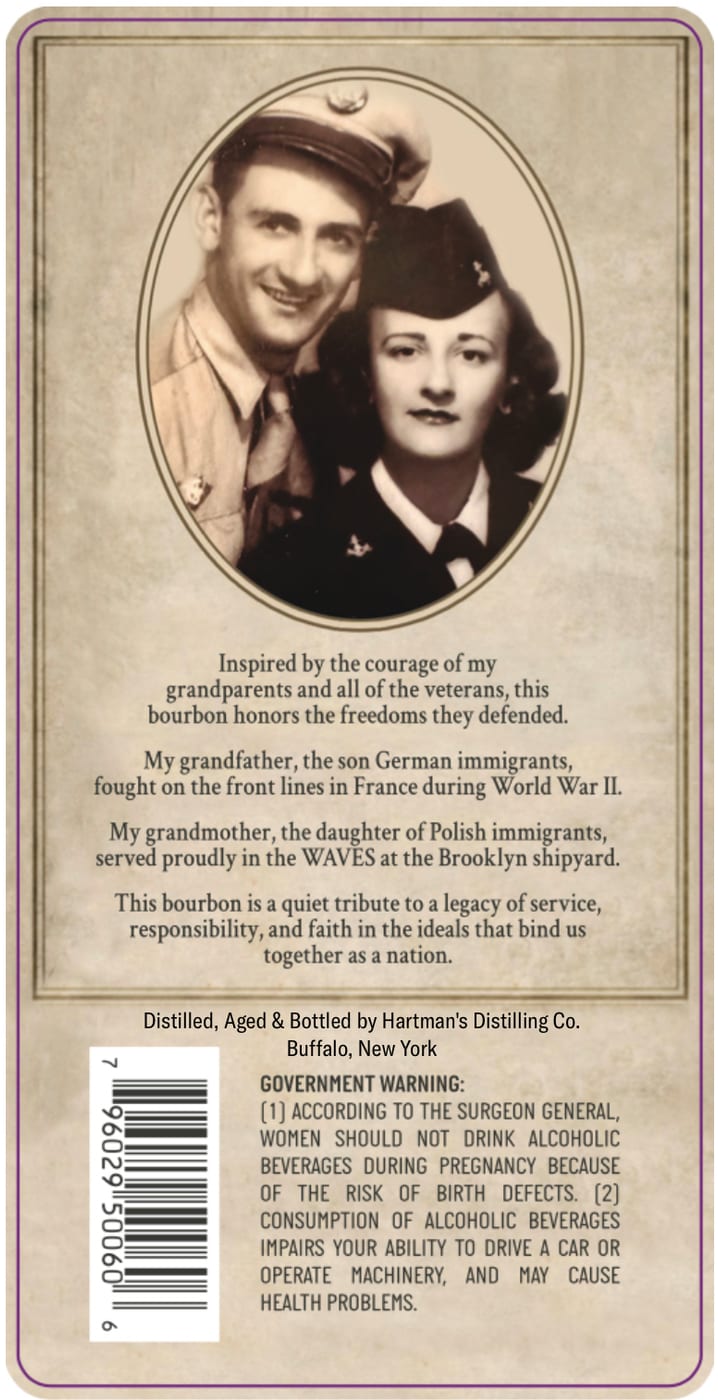 Hartman's Distilling CO. A Quiet Tribute label image 3