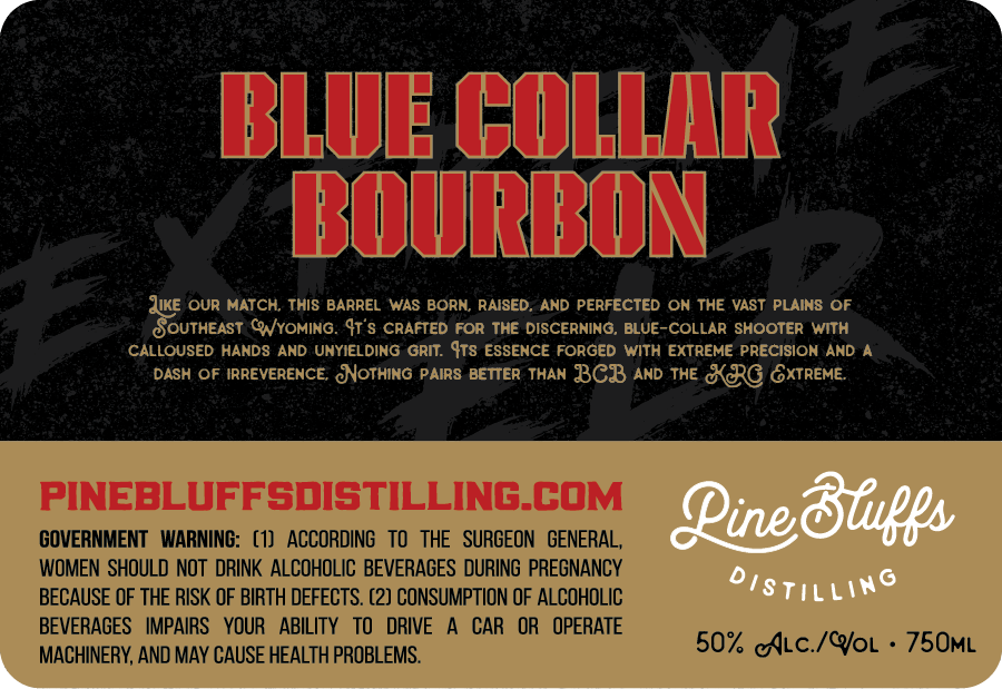 Pine Bluffs Distilling Blue Collar Bourbon label image 2