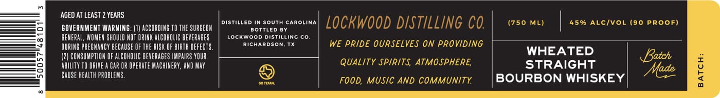 Lockwood Distilling CO. label
