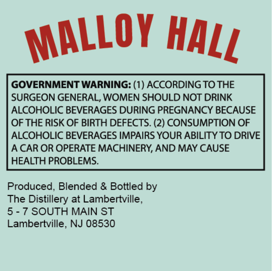 Malloy Hall Bourbon Whiskey 100 Proof label image 2