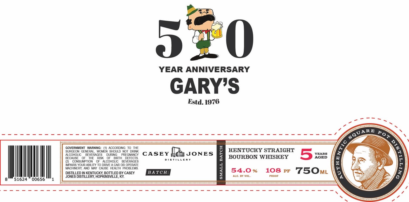 50 Year Anniversary Gary's Estd. 1976 label