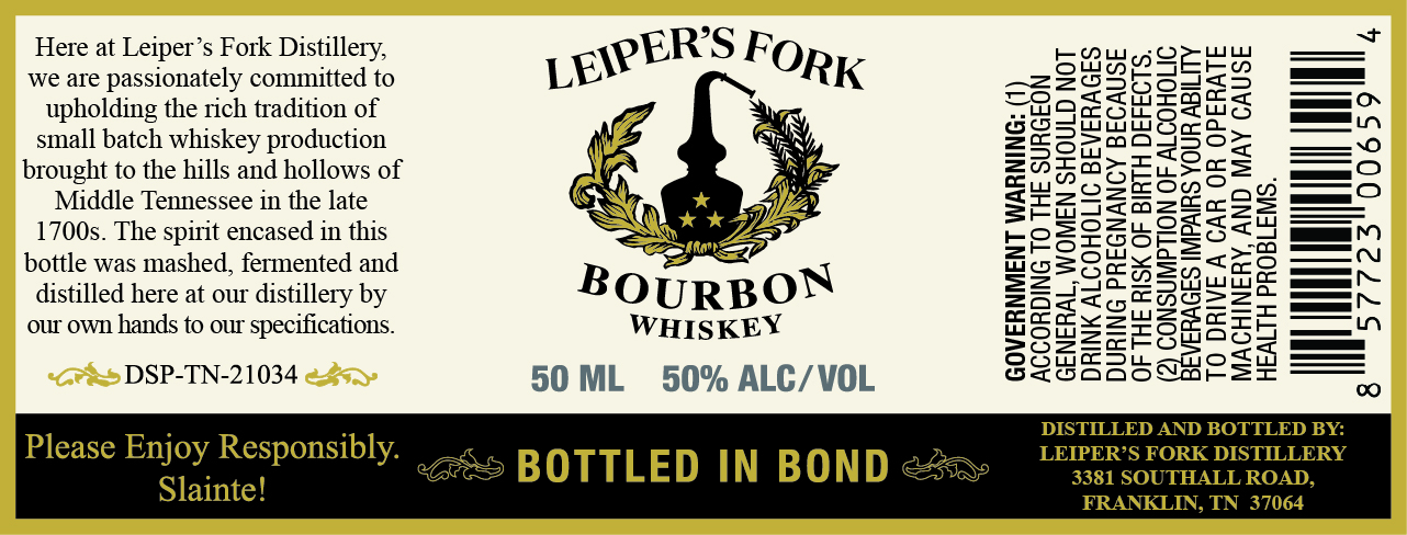 Leiper's Fork Distillery label