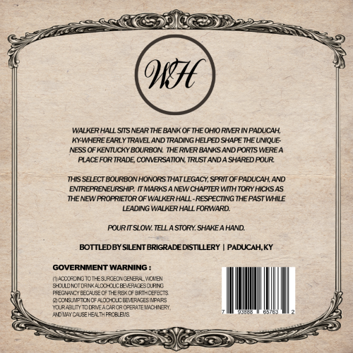 Walker Hall Kentucky Straight Bourbon Whiskey label image 2