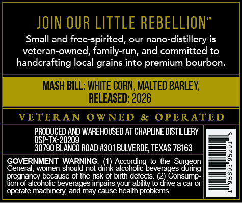 Bottled In Bond Texas Straight Bourbon Whiskey label image 2