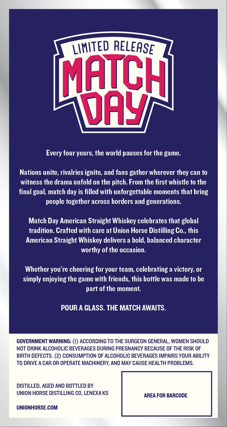 Union Horse Distilling CO Match Day label image 2