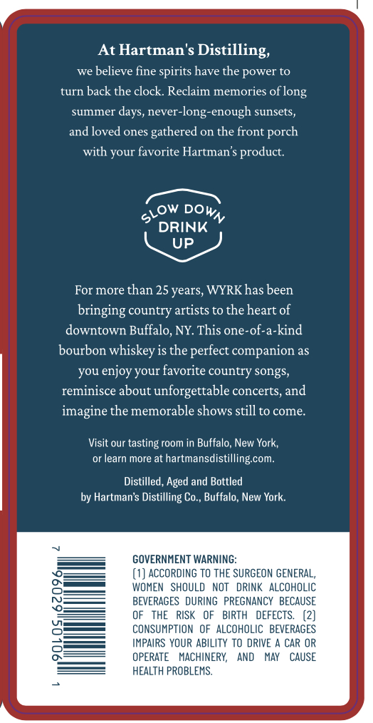 Hartman's Distilling CO. Taste Of Country label image 3