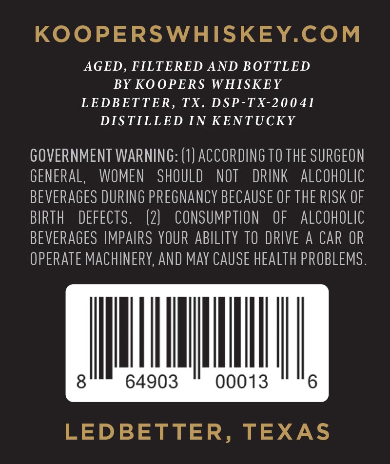 Koopers Barrel Reserve Bourbon label image 2