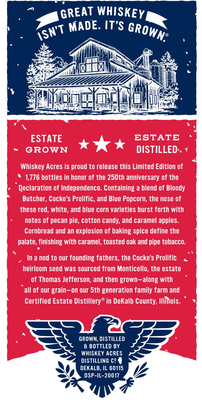 Whiskey Acres Distilling CO. label image 3