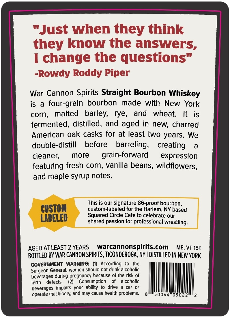 War Cannon Spirits Chair Shot Bourbon label image 2