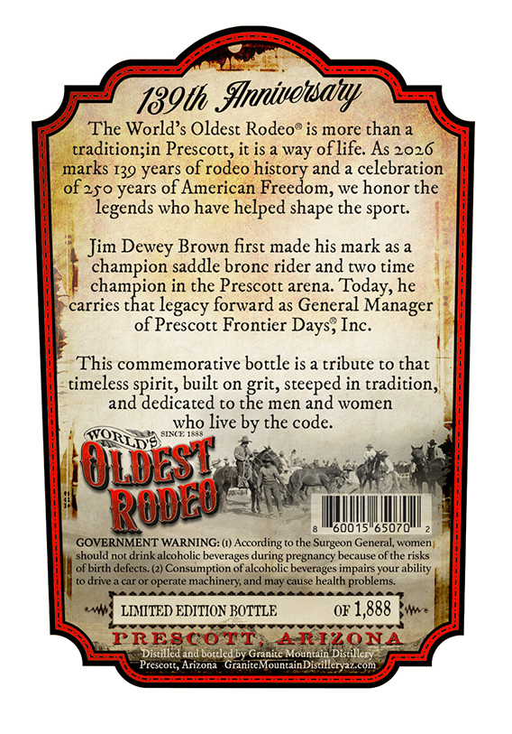 Granite Mountain Distillery World's Oldest Rodeo Bourbon label image 2