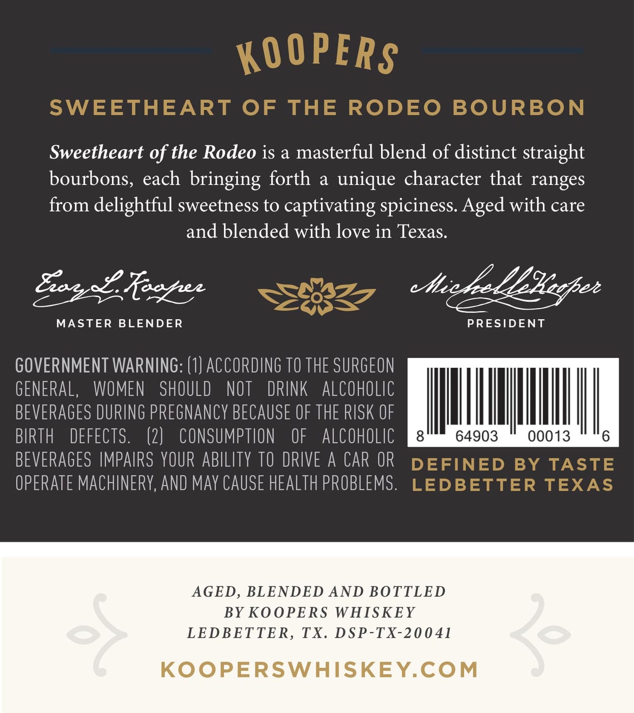Koopers Sweetheart Of The Rodeo Bourbon label image 2
