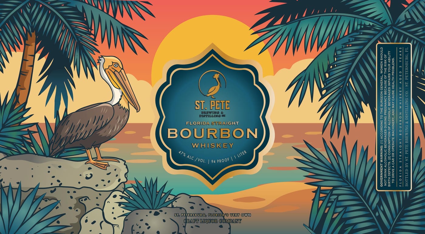St. Pete Brewing & Distilling Florida Straight Bourbon Whiskey label