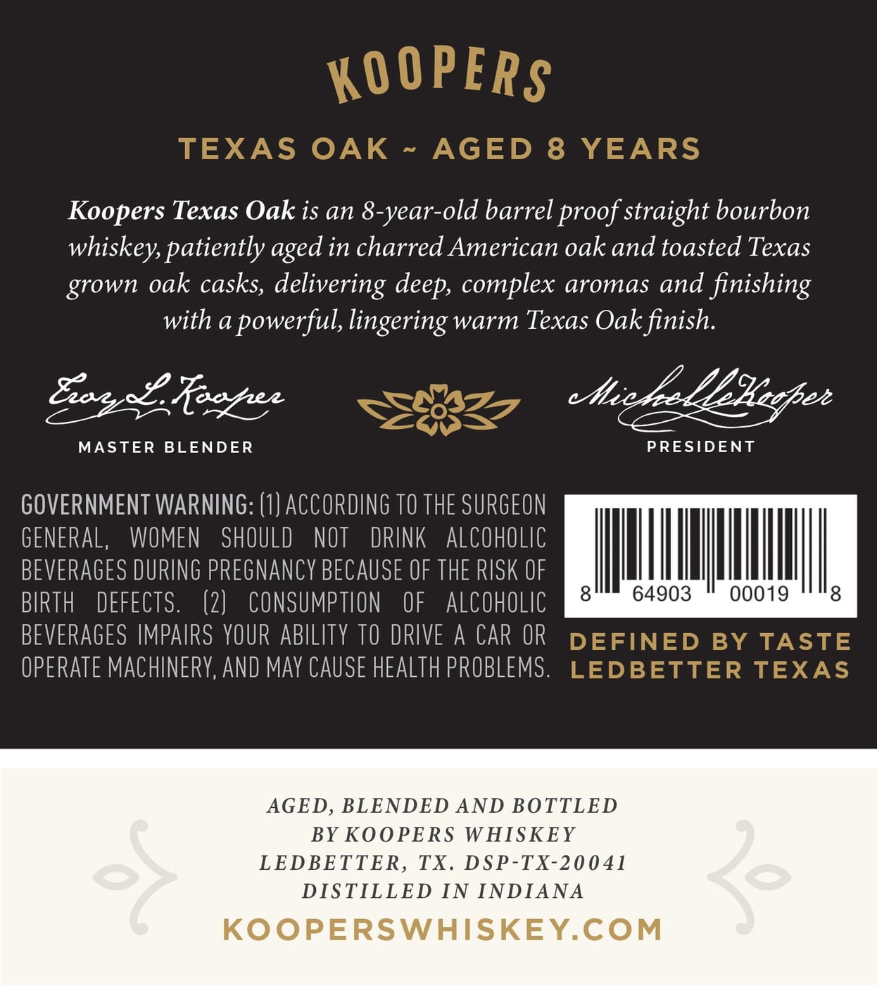 Koopers Texas Oak label image 2