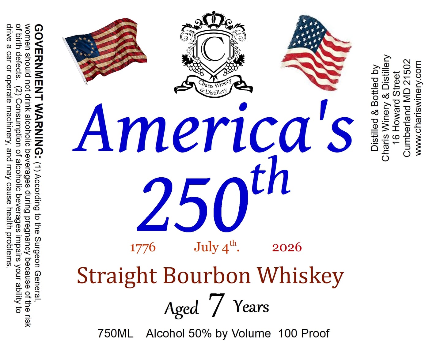 Charis Winery & Distillery label