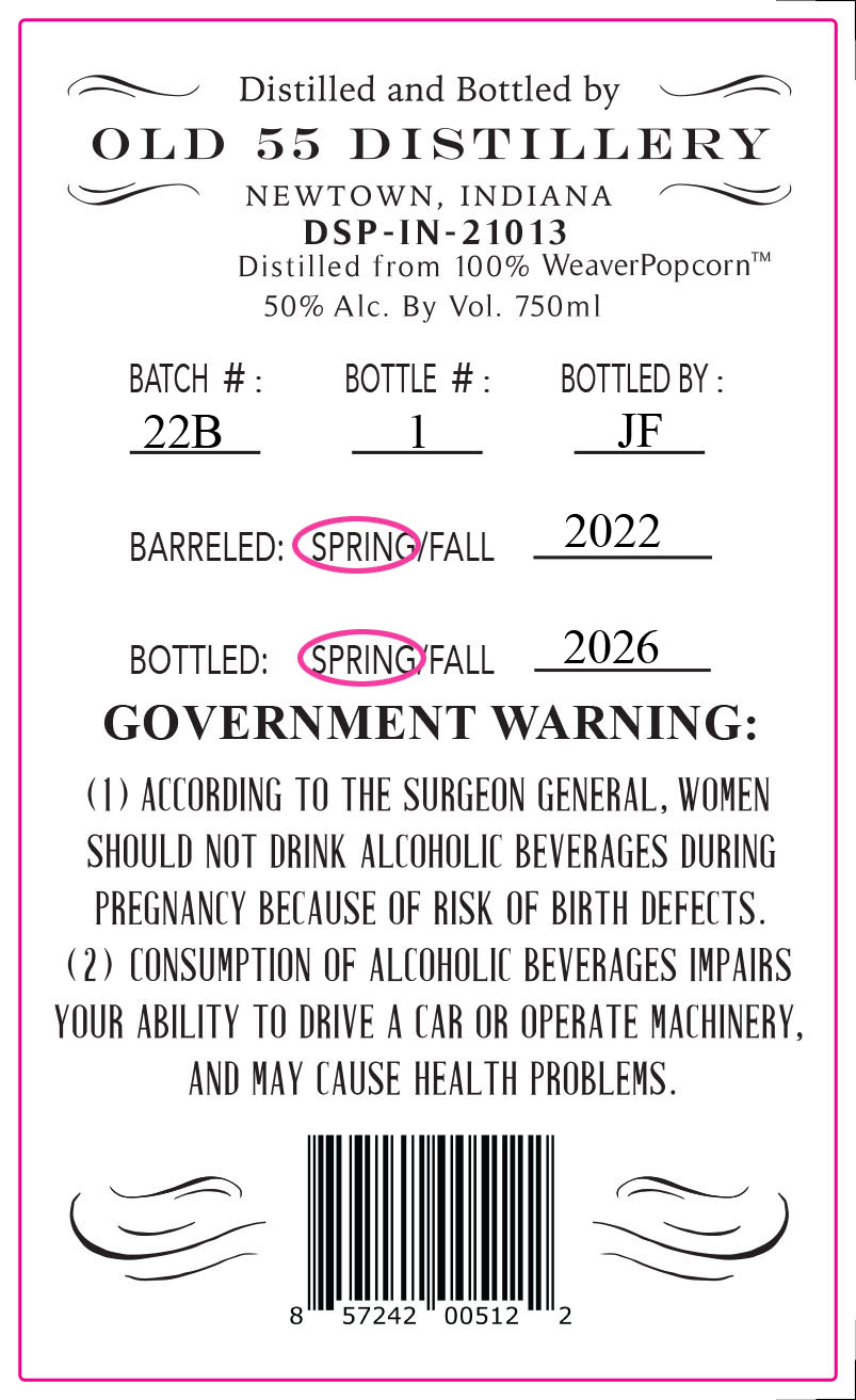 Old 55 Popcorn Bourbon label image 2