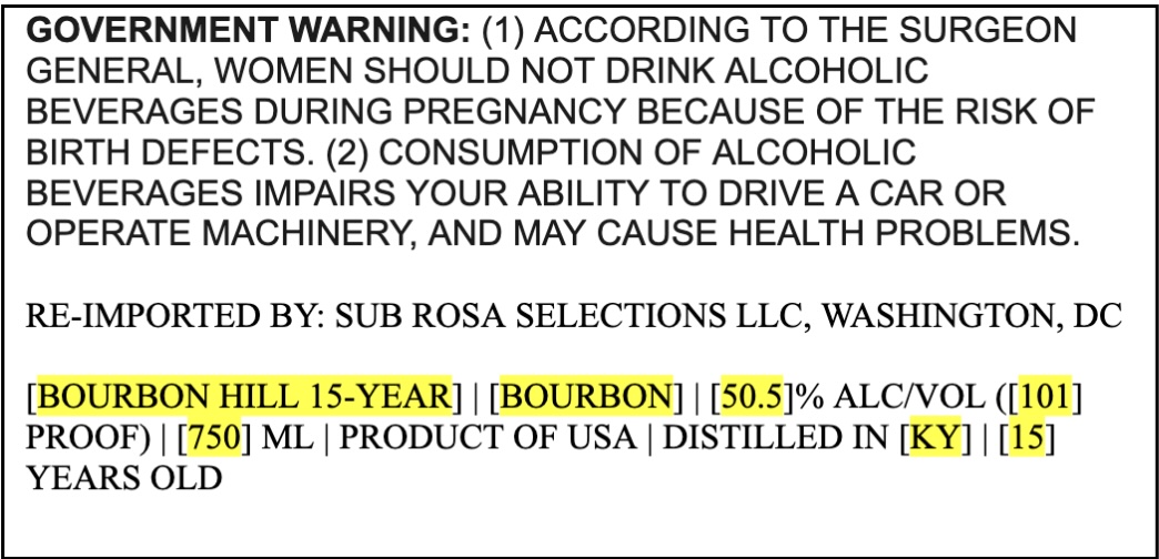 Bourbon Hill 15-YEAR, Heaven Hill label image 4