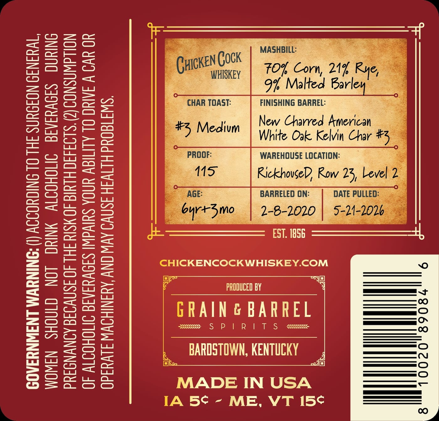 Chicken Cock Reserve Cask label image 2