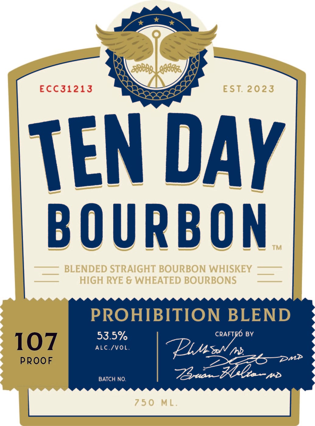 Ten Day Bourbon Prohibition Blend label