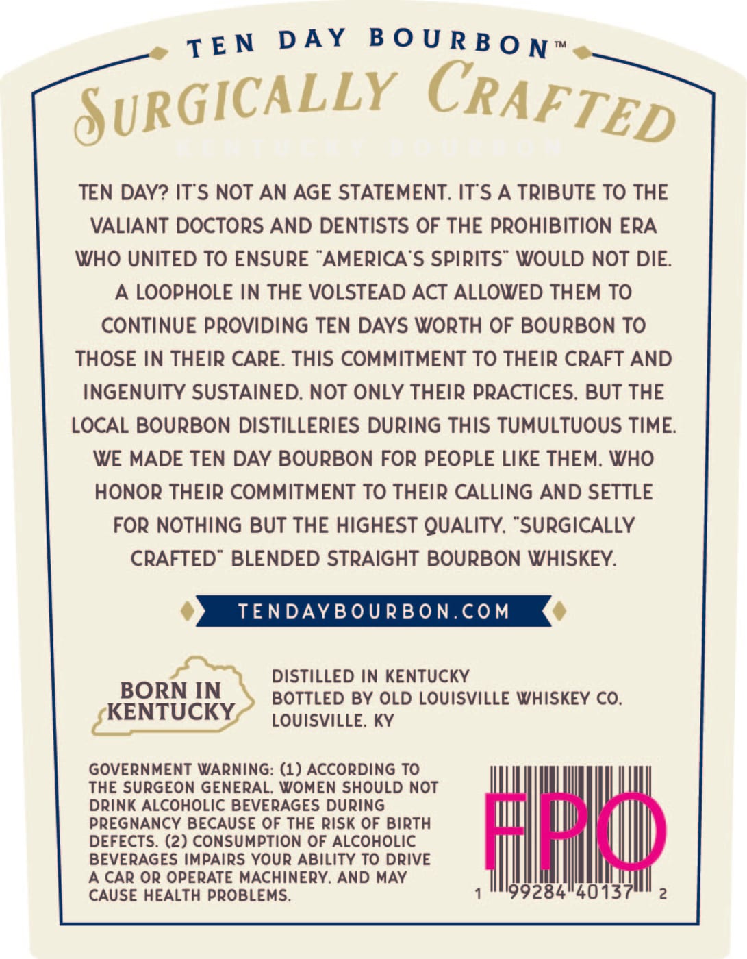 Ten Day Bourbon Prohibition Blend label image 3