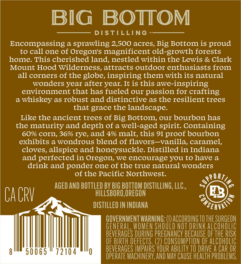 Big Bottom Distilling American Straight Bourbon label image 2