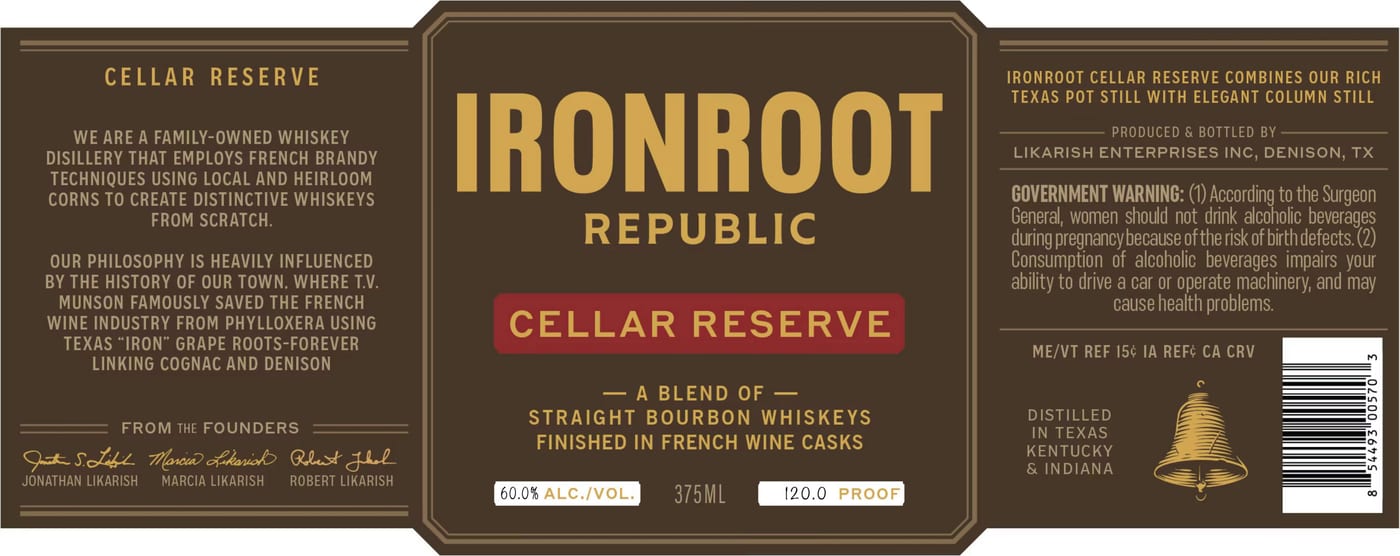 Ironroot Cellar Reserve label