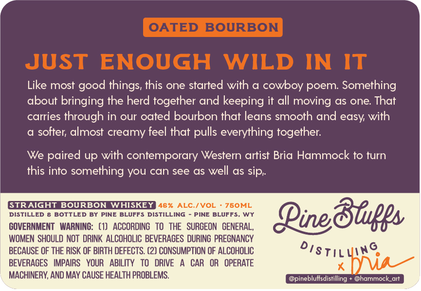 Pine Bluffs Distilling Oated Bourbon label image 3