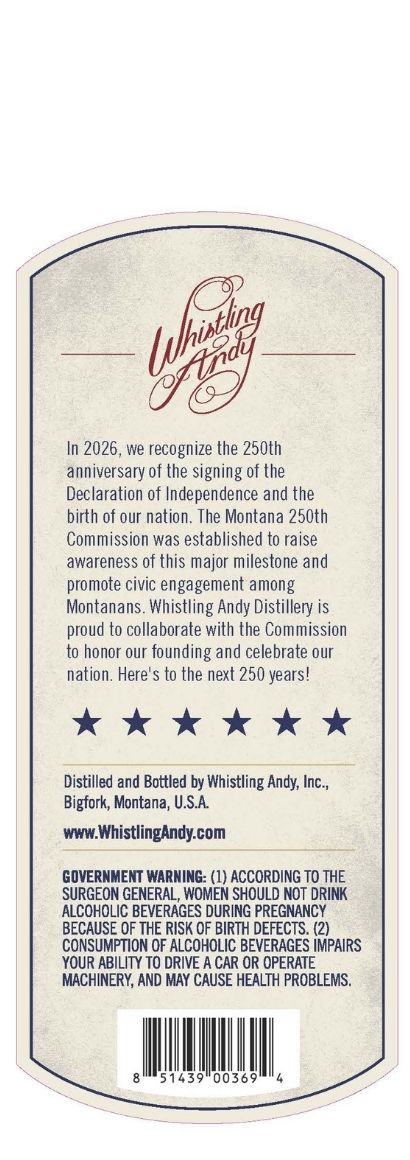 Whistling Andy Montana's 250 Whiskey label image 2