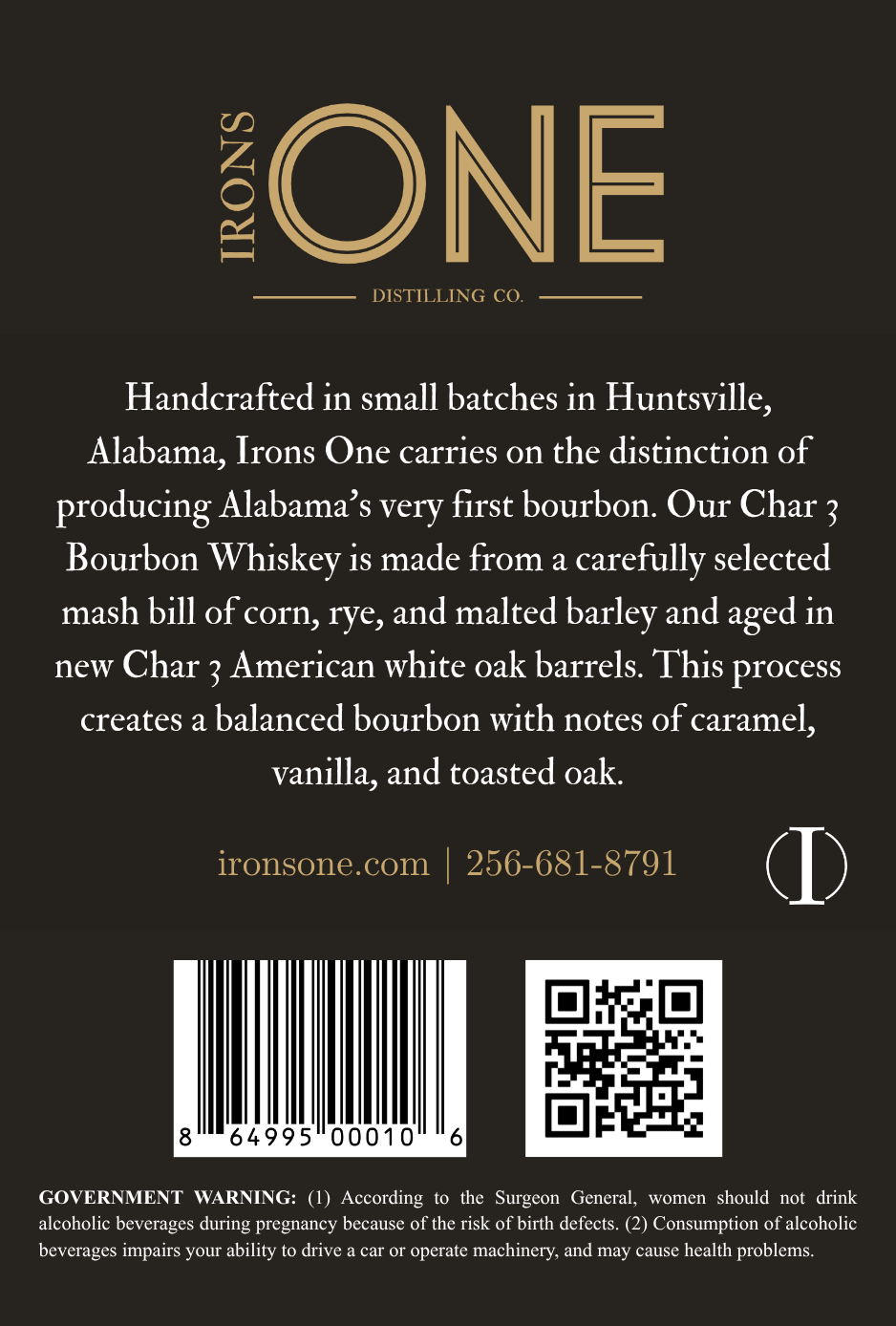 Irons One Distillery label image 2