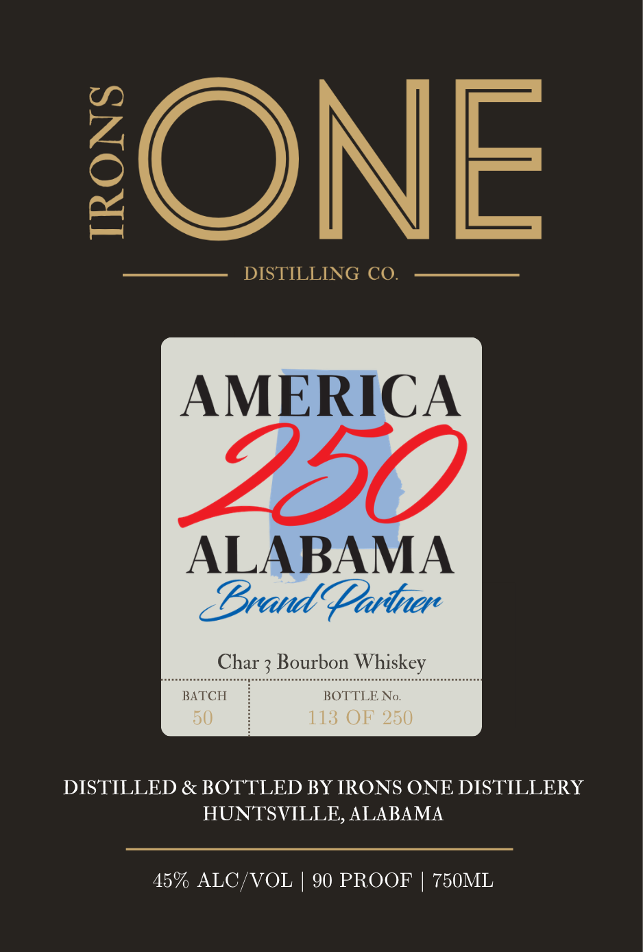 Irons One Distillery label