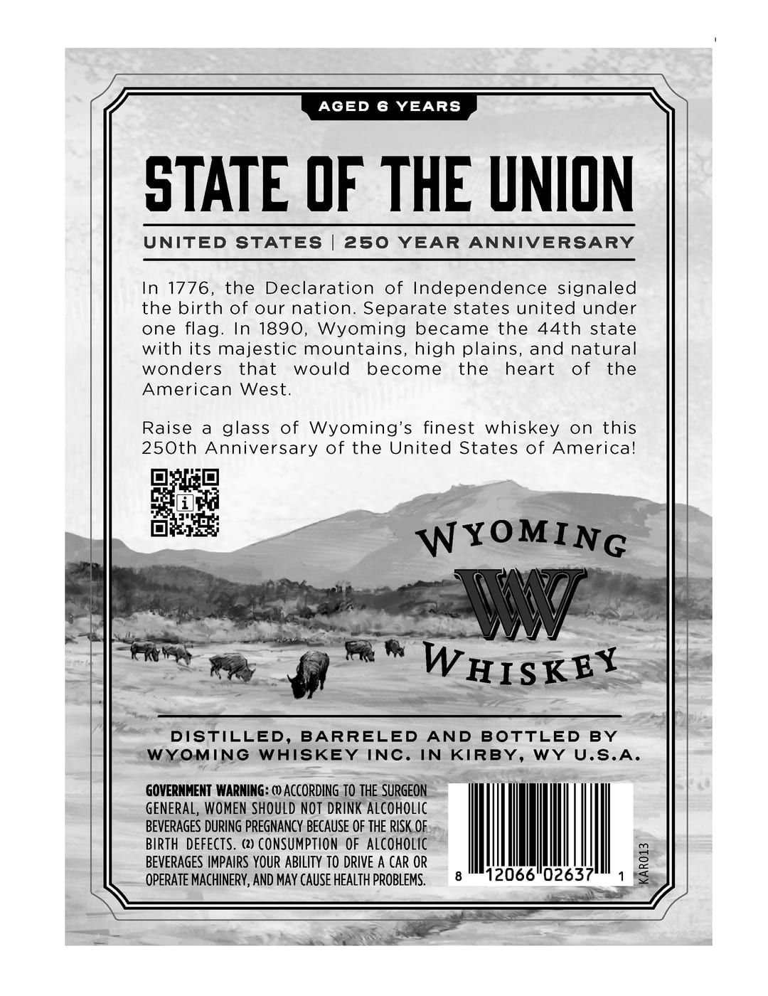 Wyoming Whiskey State Of The Union label image 2