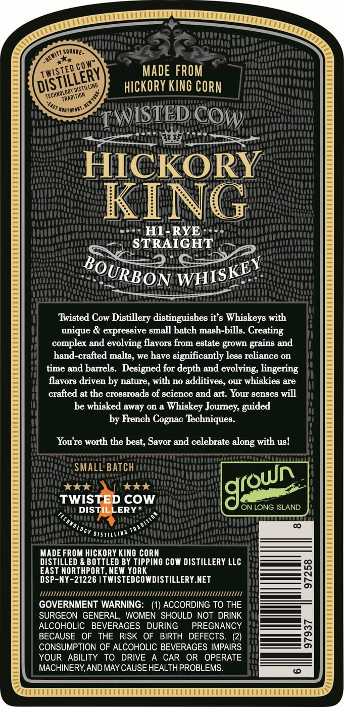 Hickory King Hi-rye Straight Bourbon Whiskey label image 2